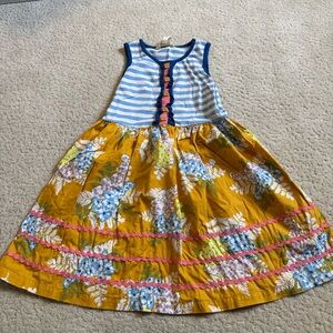 Matilda Jane Gotta Bale Blue White Striped Tank Sleeveless Yellow Floral Dress